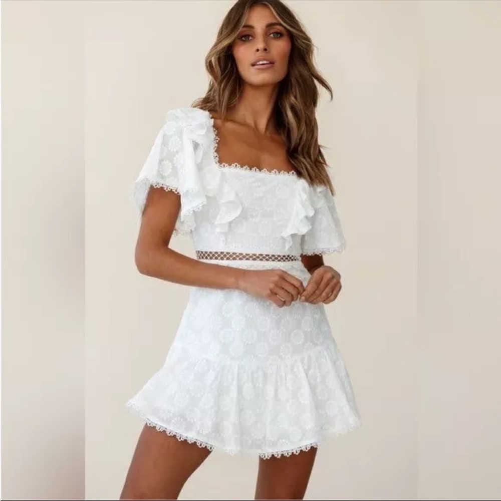 White Lace Mini Dress